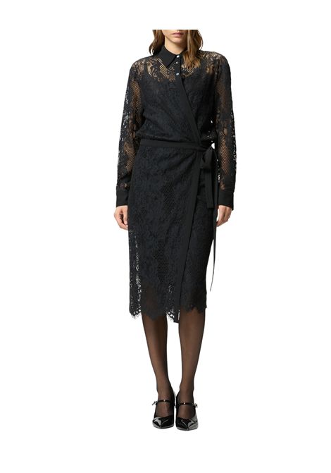 Abito midi in pizzo rebrodé con maniche lunghe PINKO | Abiti | 105644 A2QBZ99